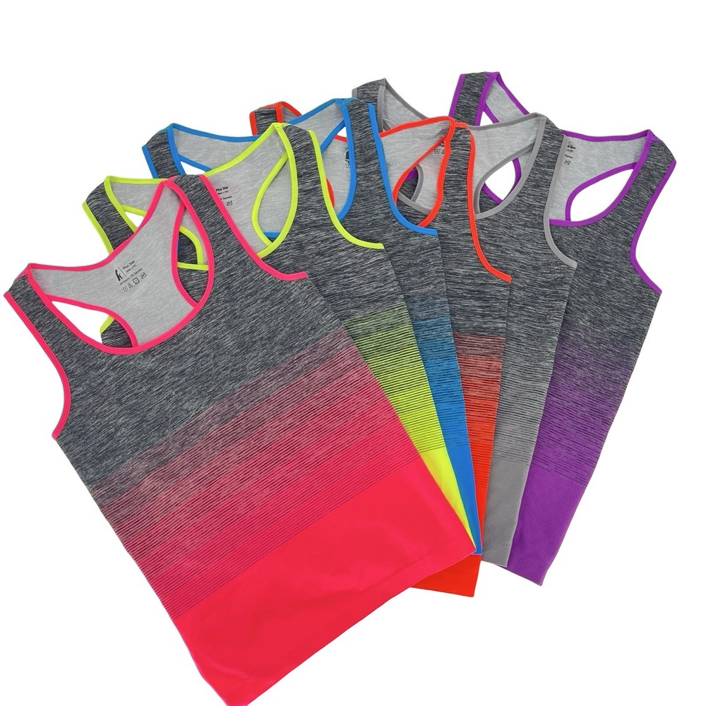 NEW Lot of 6 Women's Plus Size Athletic Racerback Tank Tops Workout Ombre